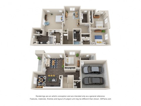 Floor plan for 4 beds, 3.5 baths, 2205 sqft